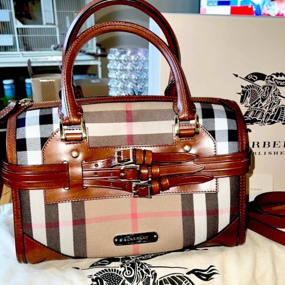 Burberry Alchester Bridle House Check Bag w/Original Box, Dustbag, & Care Card